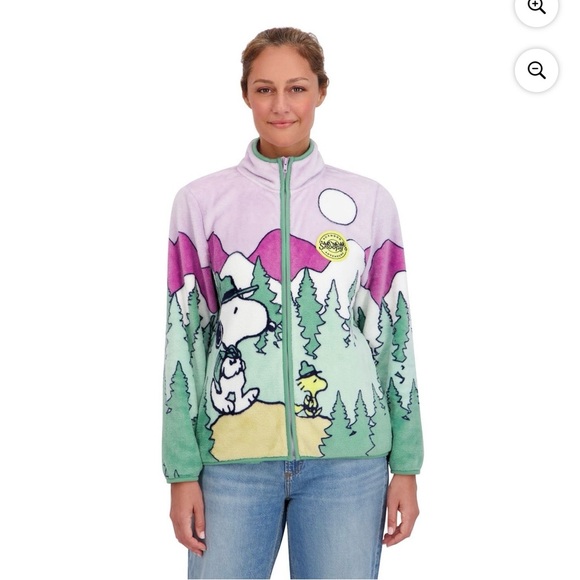 NEW Peanuts Snoopy & Woodstock Women’s Scenic Plush Sweater Mountain Woods - Picture 4 of 10